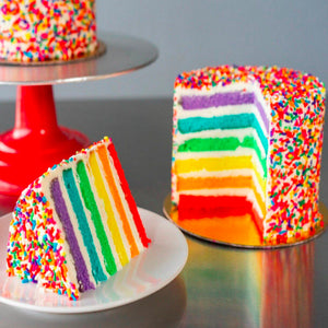 6" Vanilla Rainbow Cake presentation